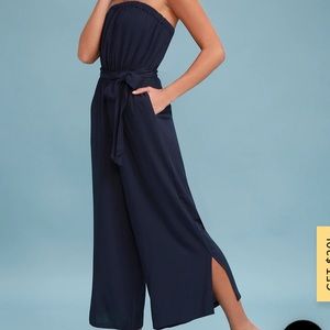 NWT Darleen Navy Blue Strapless Culotte Jumpsuit